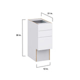 Hugo&Borg Lasalle 12-in W x 30-in H x 21-in D Bright White Slab 4-Drawer Base Fully Assembled Cabinet (Flat Panel Style)
