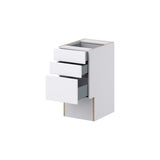Hugo&Borg Lasalle 15-in W x 30-in H x 21-in D Bright White Slab 3-Drawer Base Fully Assembled Cabinet (Flat Panel Style)