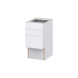 Hugo&Borg Lasalle 15-in W x 30-in H x 21-in D Bright White Slab 3-Drawer Base Fully Assembled Cabinet (Flat Panel Style)