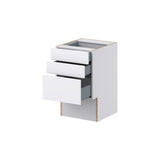 Hugo&Borg Lasalle 18-in W x 30-in H x 21-in D Bright White Slab 3-Drawer Base Fully Assembled Cabinet (Flat Panel Style)