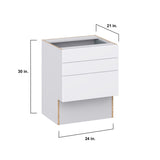 Hugo&Borg Lasalle 24-in W x 30-in H x 21-in D Bright White Slab 3-Drawer Base Fully Assembled Cabinet (Flat Panel Style)