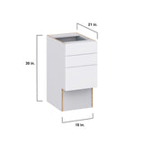 Hugo&Borg Lasalle 15-in W x 30-in H x 21-in D Bright White Slab 3-Drawer Base Fully Assembled Cabinet (Flat Panel Style)