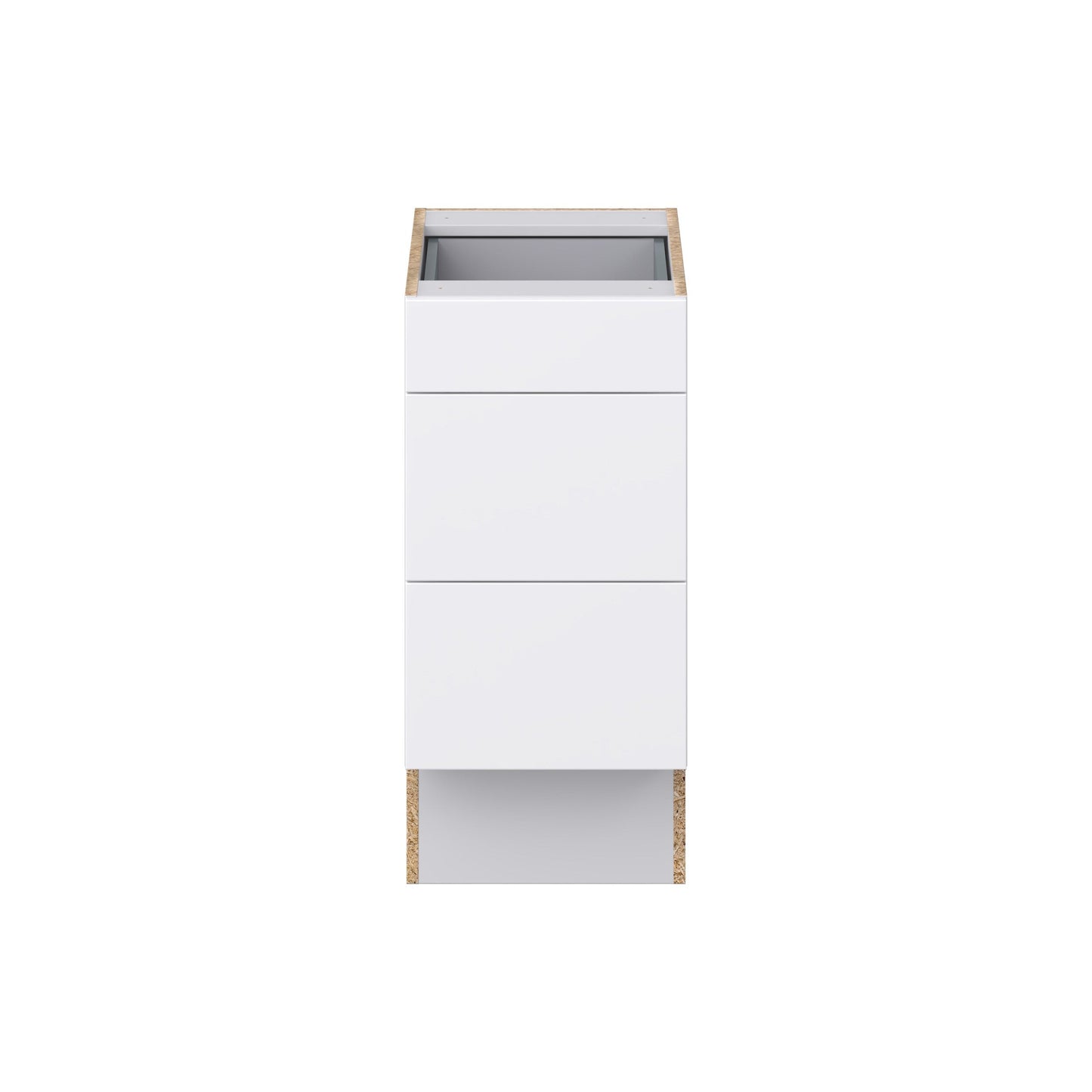 Hugo&Borg Lasalle 15-in W x 32.5-in H x 25-in D Bright White Slab 3-Drawer Base Fully Assembled Cabinet (Flat Panel Style)