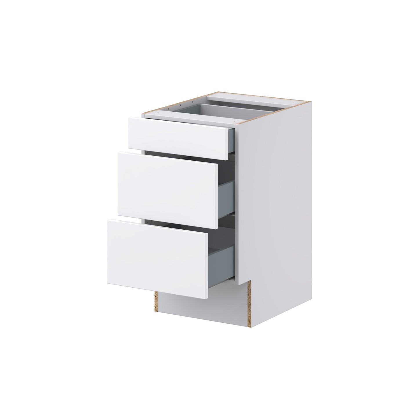 Hugo&Borg Lasalle 18-in W x 32.5-in H x 25-in D Bright White Slab 3-Drawer Base Fully Assembled Cabinet (Flat Panel Style)