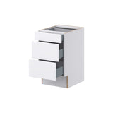 Hugo&Borg Lasalle 18-in W x 32.5-in H x 25-in D Bright White Slab 3-Drawer Base Fully Assembled Cabinet (Flat Panel Style)