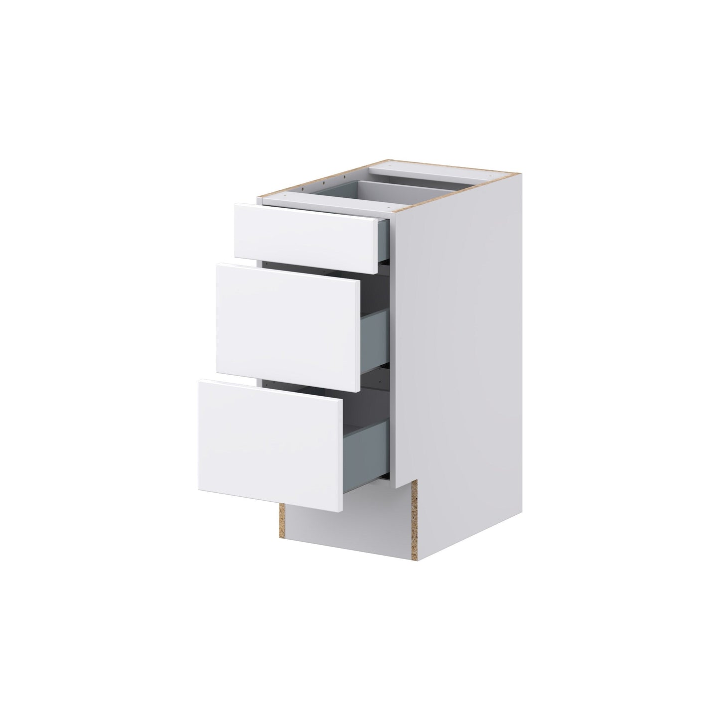 Hugo&Borg Lasalle 15-in W x 32.5-in H x 25-in D Bright White Slab 3-Drawer Base Fully Assembled Cabinet (Flat Panel Style)