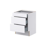 Hugo&Borg Lasalle 24-in W x 32.5-in H x 25-in D Bright White Slab 3-Drawer Base Fully Assembled Cabinet (Flat Panel Style)