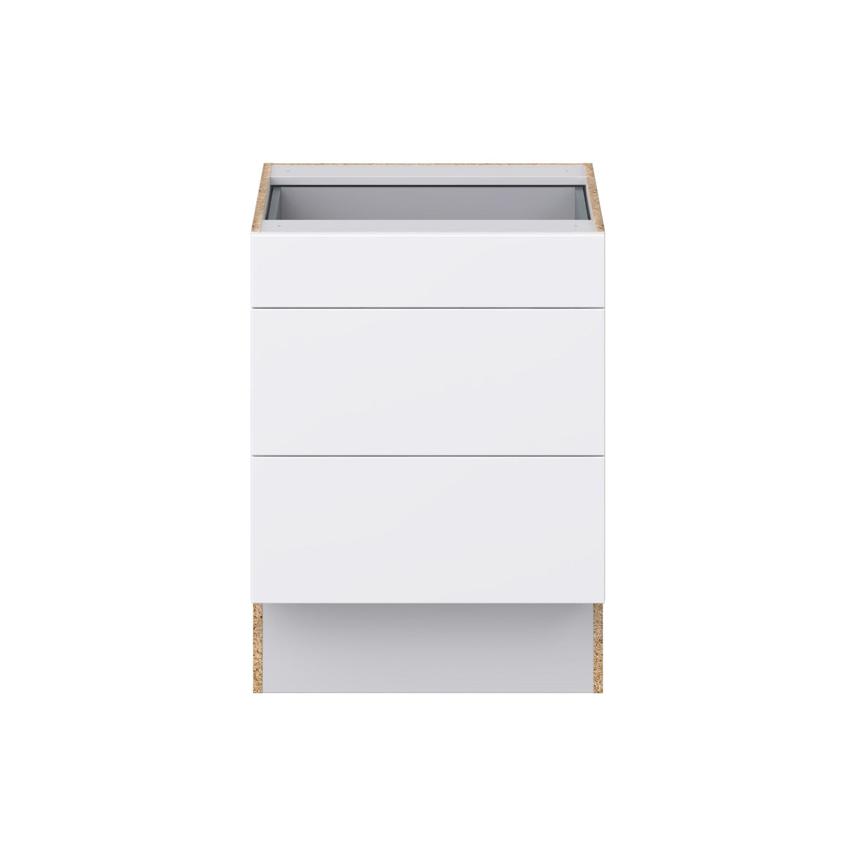 Hugo&Borg Lasalle 24-in W x 32.5-in H x 25-in D Bright White Slab 3-Drawer Base Fully Assembled Cabinet (Flat Panel Style)