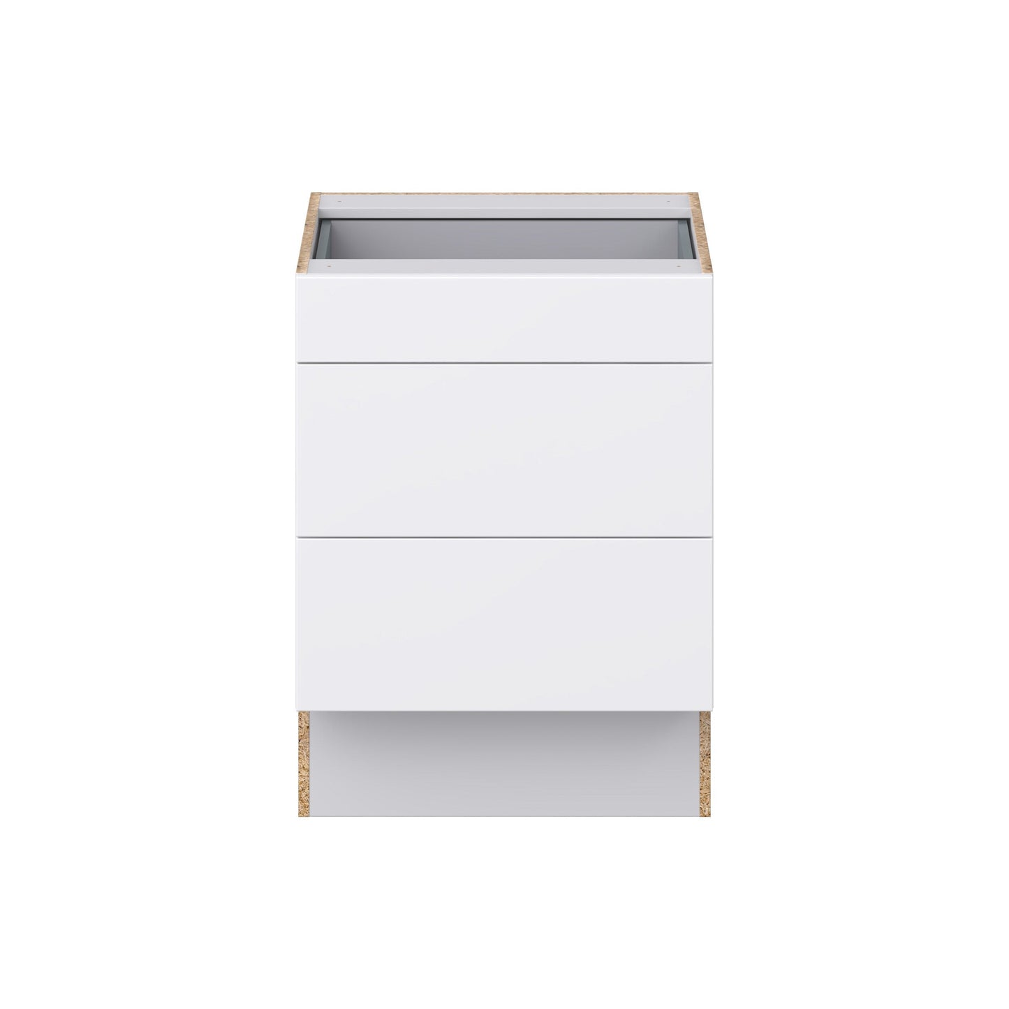 Hugo&Borg Lasalle 24-in W x 32.5-in H x 25-in D Bright White Slab 3-Drawer Base Fully Assembled Cabinet (Flat Panel Style)
