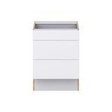 Hugo&Borg Lasalle 24-in W x 32.5-in H x 25-in D Bright White Slab 3-Drawer Base Fully Assembled Cabinet (Flat Panel Style)