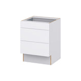 Hugo&Borg Lasalle 24-in W x 32.5-in H x 25-in D Bright White Slab 3-Drawer Base Fully Assembled Cabinet (Flat Panel Style)