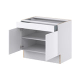 Hugo&Borg Lasalle 36-in W x 32.5-in H x 25-in D Bright White Slab 1-Drawer Base Fully Assembled Cabinet (Flat Panel Slab Style)