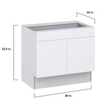 Hugo&Borg Lasalle 36-in W x 32.5-in H x 25-in D Bright White Slab 1-Drawer Base Fully Assembled Cabinet (Flat Panel Slab Style)