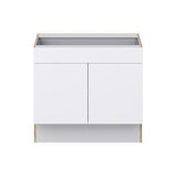 Hugo&Borg Lasalle 36-in W x 32.5-in H x 25-in D Bright White Slab 1-Drawer Base Fully Assembled Cabinet (Flat Panel Slab Style)