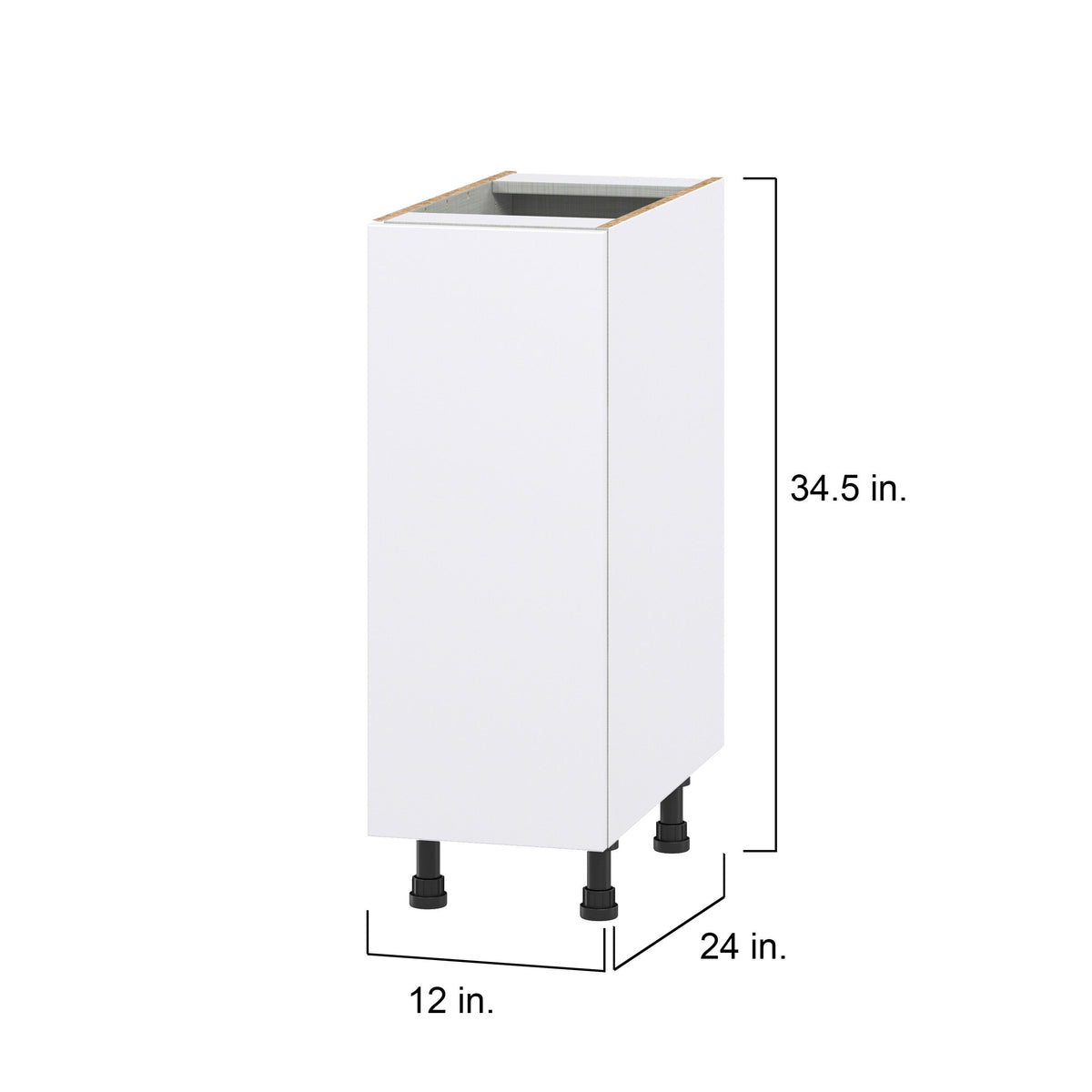Hugo&Borg Lasalle 12-in W x 34.5-in H x 24-in D Bright White Slab Base Fully Assembled Cabinet (Flat Panel Slab Door Style)