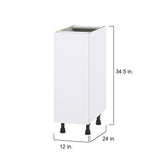 Hugo&Borg Lasalle 12-in W x 34.5-in H x 24-in D Bright White Slab Base Fully Assembled Cabinet (Flat Panel Slab Door Style)