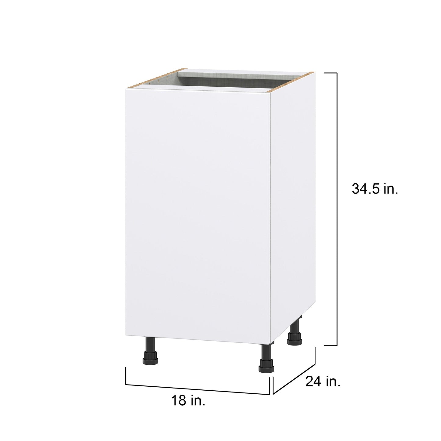 Hugo&Borg Lasalle 18-in W x 34.5-in H x 24-in D Bright White Slab Base Fully Assembled Cabinet (Flat Panel Slab Door Style)