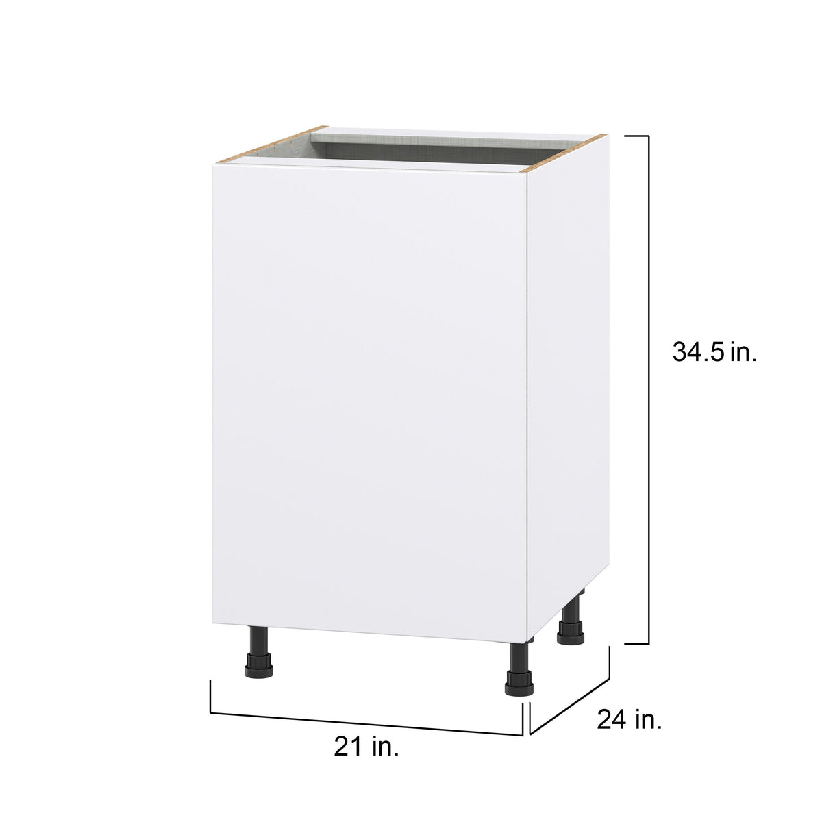 Hugo&Borg Lasalle 21-in W x 34.5-in H x 24-in D Bright White Slab Base Fully Assembled Cabinet (Flat Panel Slab Door Style)