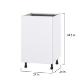 Hugo&Borg Lasalle 21-in W x 34.5-in H x 24-in D Bright White Slab Base Fully Assembled Cabinet (Flat Panel Slab Door Style)