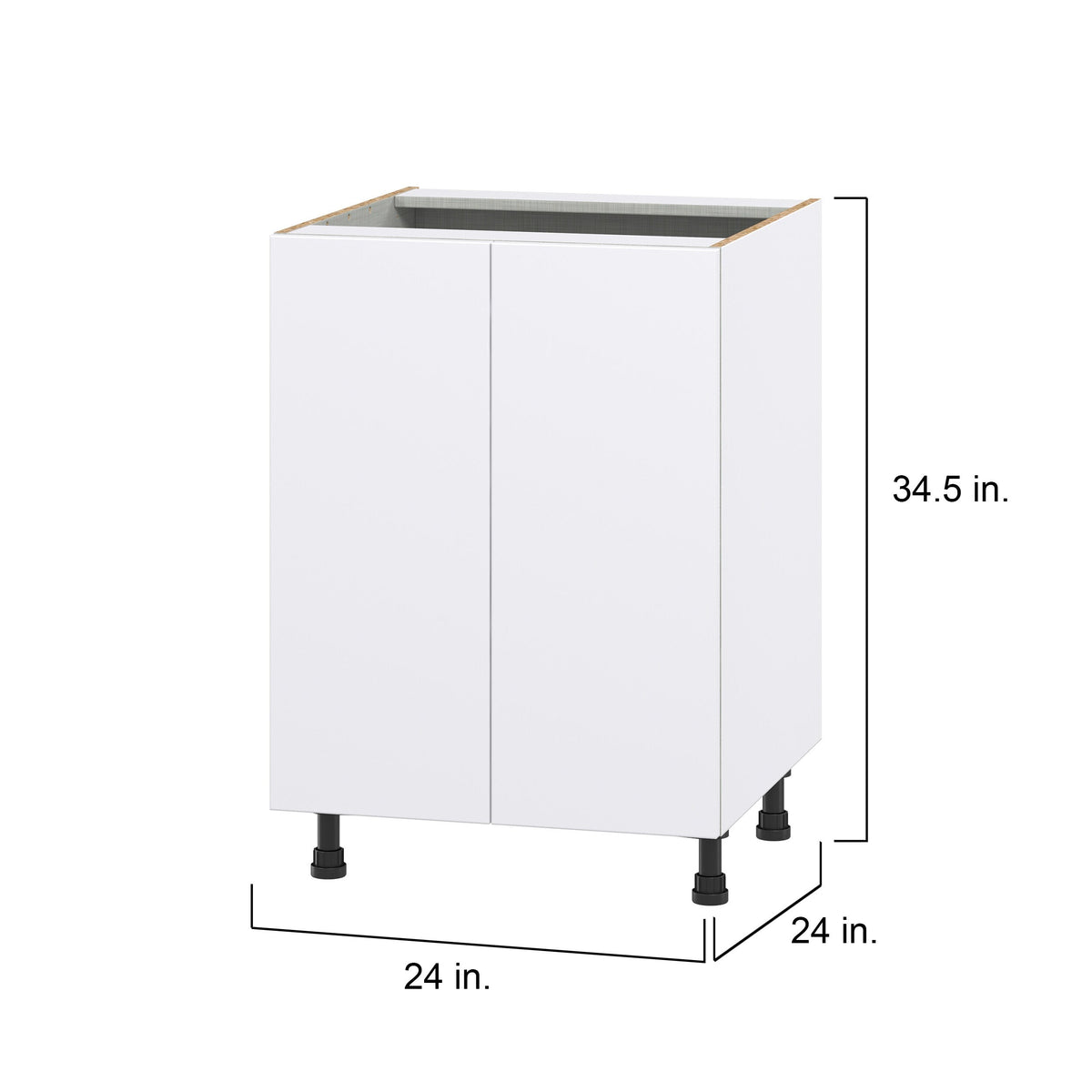 Hugo&Borg Lasalle 24-in W x 34.5-in H x 24-in D Bright White Slab Base Fully Assembled Cabinet (Flat Panel Slab Door Style)