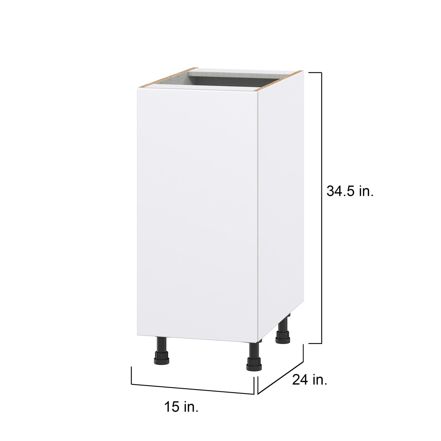 Hugo&Borg Lasalle 15-in W x 34.5-in H x 24-in D Bright White Slab 3-Drawers Base Fully Assembled Cabinet (Flat Panel Slab Style)