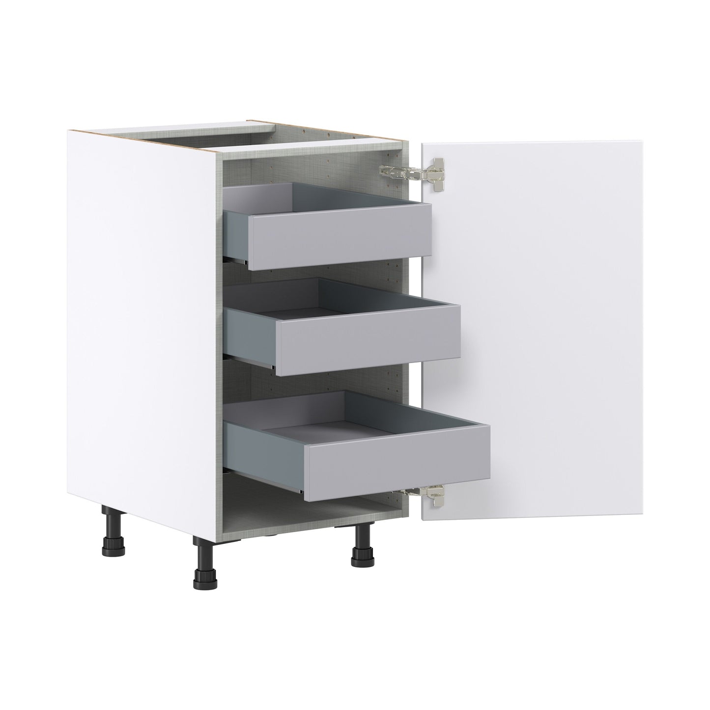 Hugo&Borg Lasalle 18-in W x 34.5-in H x 24-in D Bright White Slab 3-Drawers Base Fully Assembled Cabinet (Flat Panel Slab Style)