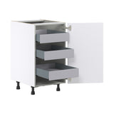 Hugo&Borg Lasalle 18-in W x 34.5-in H x 24-in D Bright White Slab 3-Drawers Base Fully Assembled Cabinet (Flat Panel Slab Style)