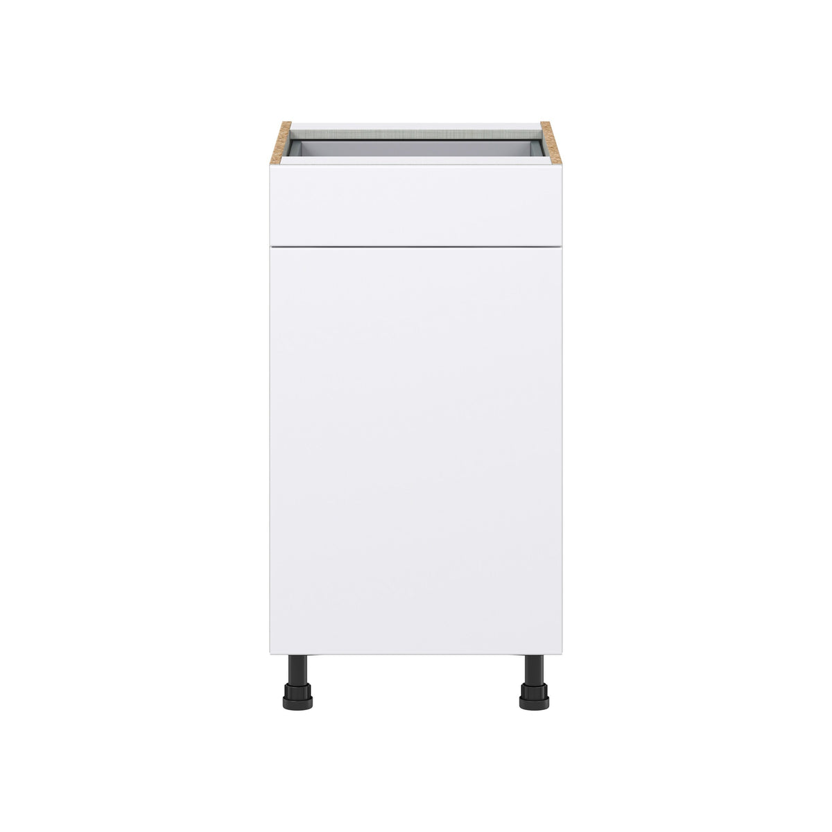 Hugo&Borg Lasalle 18-in W x 34.5-in H x 24-in D Bright White Slab 1-Drawer Base Fully Assembled Cabinet (Flat Panel Slab Style)