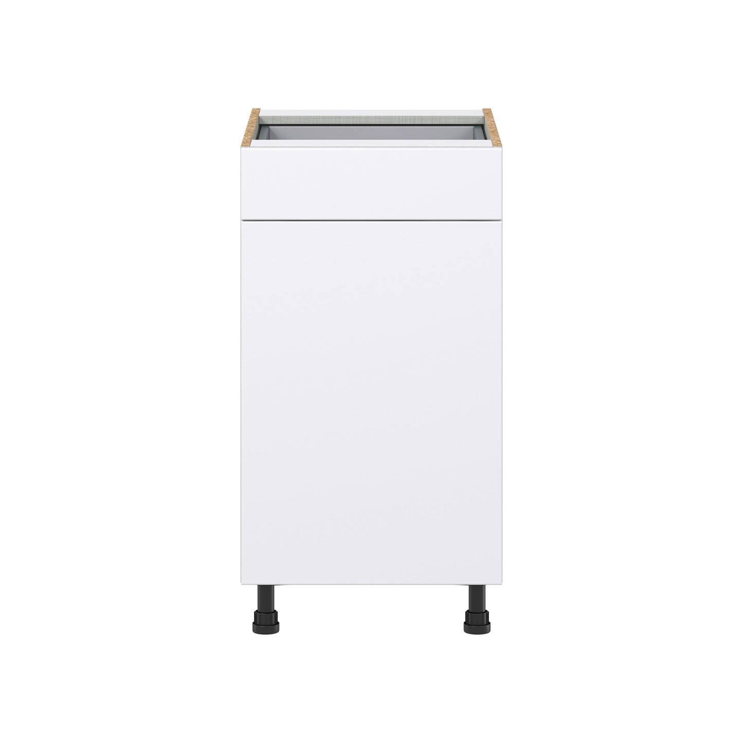 Hugo&Borg Lasalle 18-in W x 34.5-in H x 24-in D Bright White Slab 1-Drawer Base Fully Assembled Cabinet (Flat Panel Slab Style)