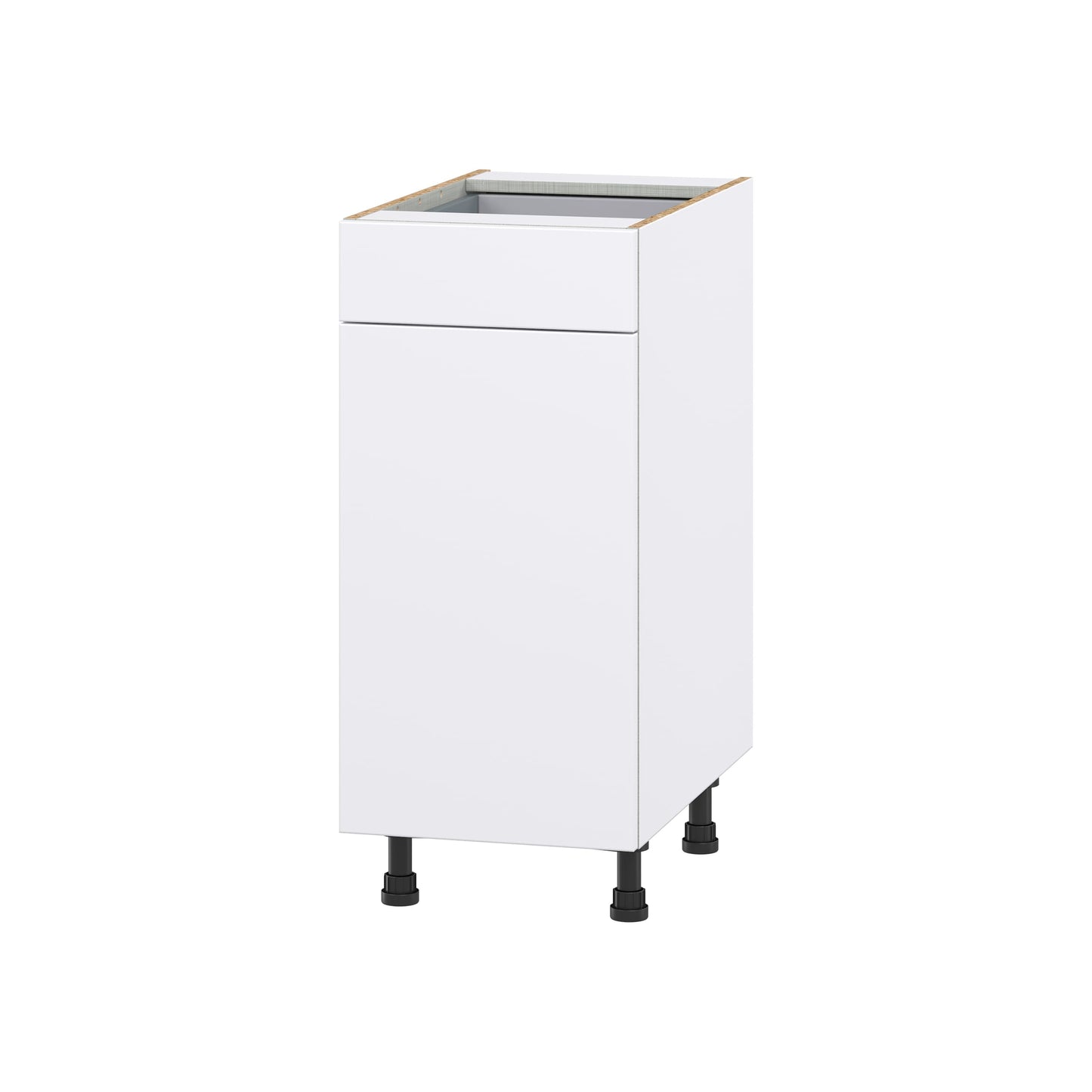Hugo&Borg Lasalle 15-in W x 34.5-in H x 24-in D Bright White Slab 1-Drawer Base Fully Assembled Cabinet (Flat Panel Slab Style)