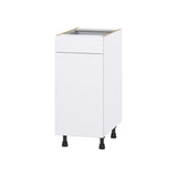 Hugo&Borg Lasalle 15-in W x 34.5-in H x 24-in D Bright White Slab 1-Drawer Base Fully Assembled Cabinet (Flat Panel Slab Style)