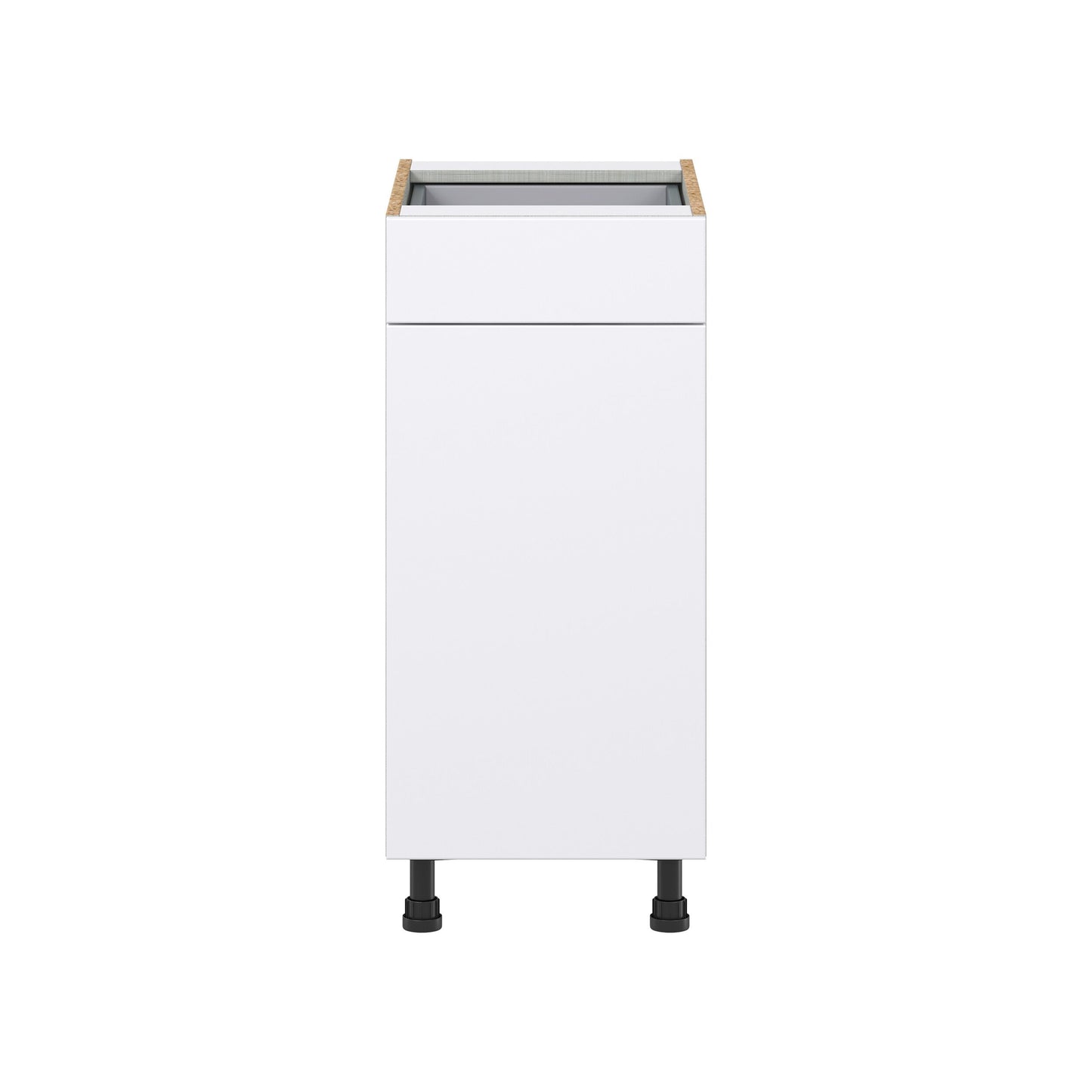 Hugo&Borg Lasalle 15-in W x 34.5-in H x 24-in D Bright White Slab 1-Drawer Base Fully Assembled Cabinet (Flat Panel Slab Style)