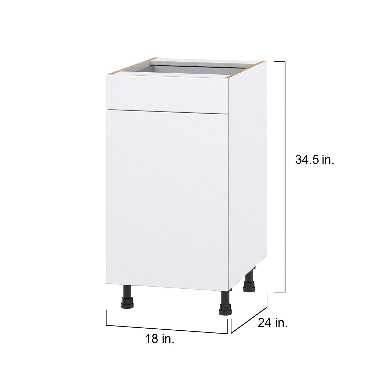 Hugo&Borg Lasalle 18-in W x 34.5-in H x 24-in D Bright White Slab 1-Drawer Base Fully Assembled Cabinet (Flat Panel Slab Style)