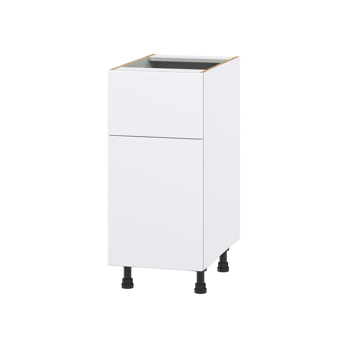 Hugo&Borg Lasalle 15-in W x 34.5-in H x 24-in D Bright White Slab 1-Drawer Base Fully Assembled Cabinet (Flat Panel Slab Style)