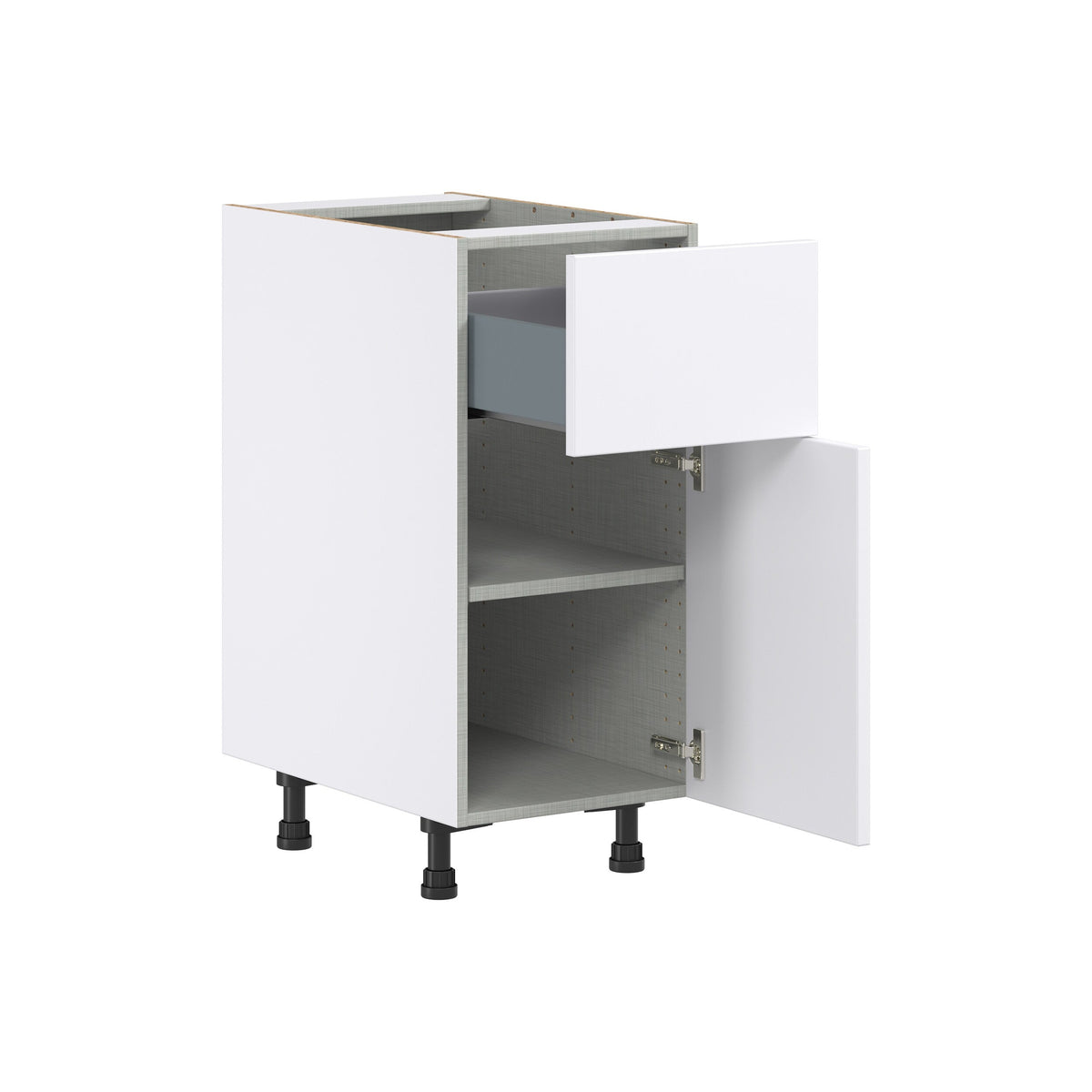 Hugo&Borg Lasalle 15-in W x 34.5-in H x 24-in D Bright White Slab 1-Drawer Base Fully Assembled Cabinet (Flat Panel Slab Style)
