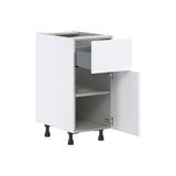Hugo&Borg Lasalle 15-in W x 34.5-in H x 24-in D Bright White Slab 1-Drawer Base Fully Assembled Cabinet (Flat Panel Slab Style)