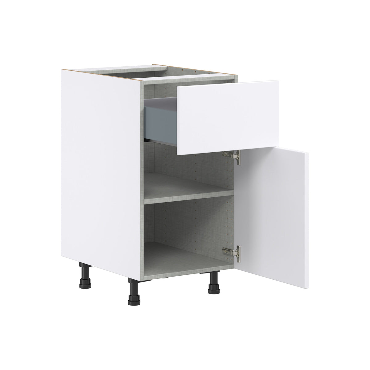 Hugo&Borg Lasalle 18-in W x 34.5-in H x 24-in D Bright White Slab 1-Drawer Base Fully Assembled Cabinet (Flat Panel Slab Style)