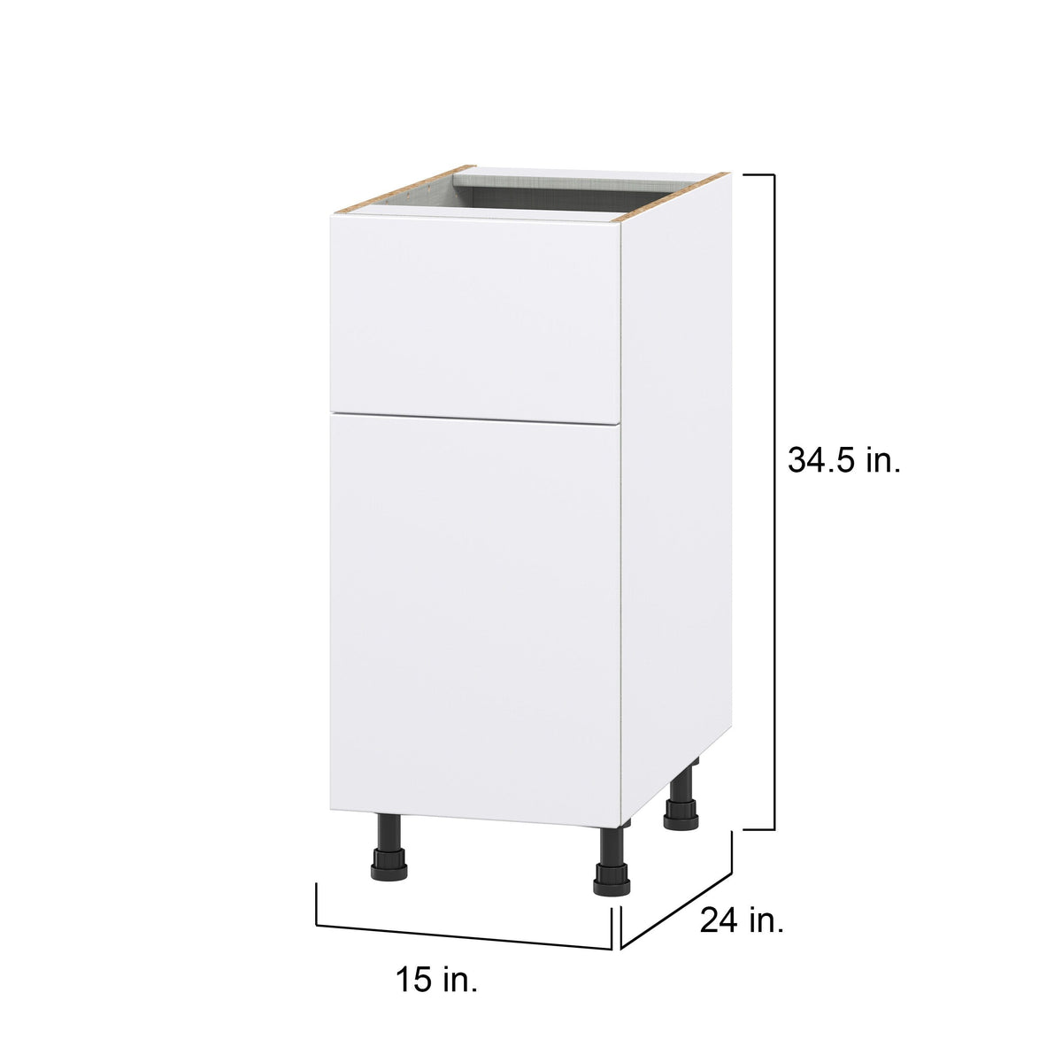 Hugo&Borg Lasalle 15-in W x 34.5-in H x 24-in D Bright White Slab 1-Drawer Base Fully Assembled Cabinet (Flat Panel Slab Style)