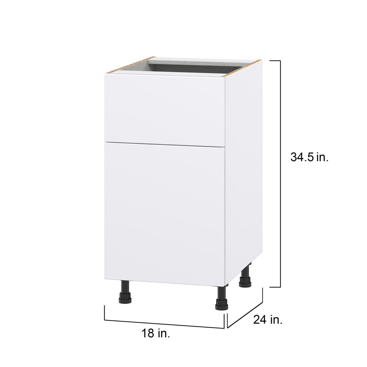 Hugo&Borg Lasalle 18-in W x 34.5-in H x 24-in D Bright White Slab 1-Drawer Base Fully Assembled Cabinet (Flat Panel Slab Style)
