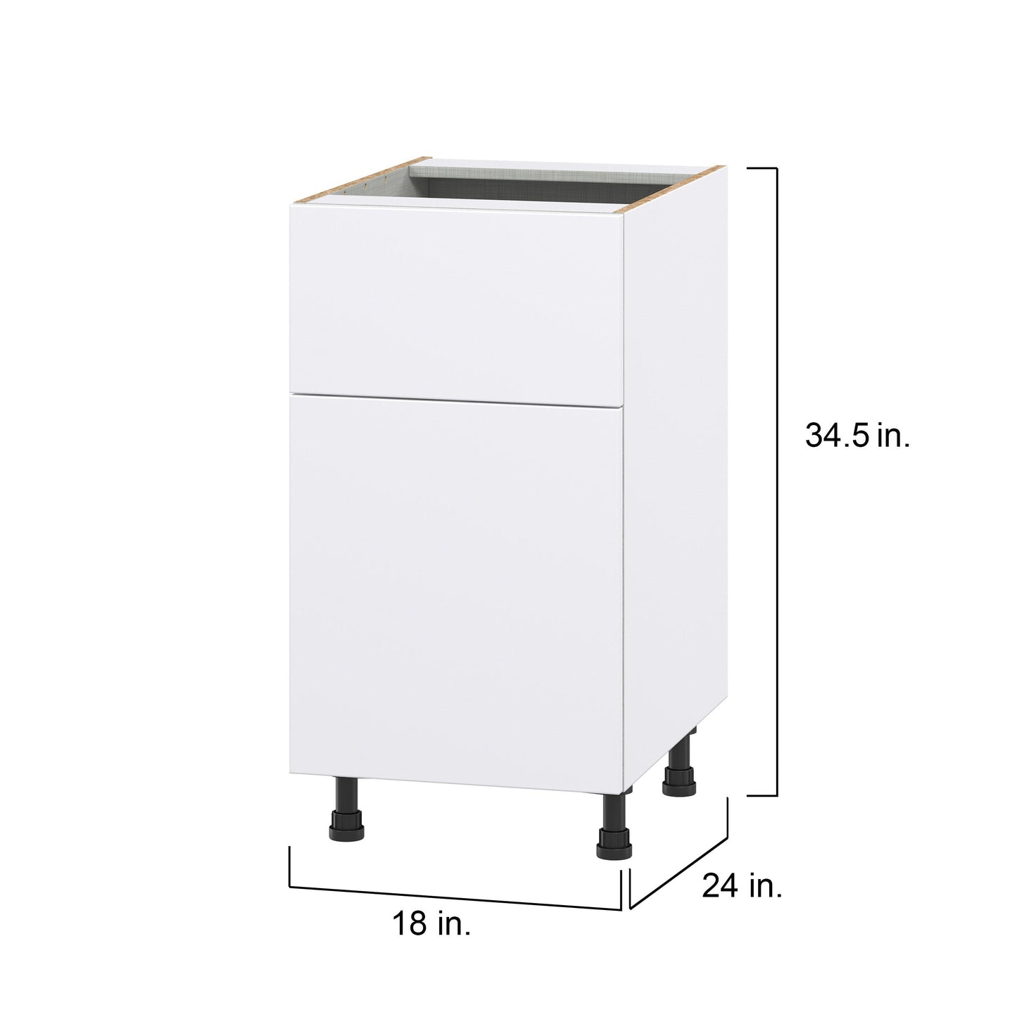 Hugo&Borg Lasalle 18-in W x 34.5-in H x 24-in D Bright White Slab 1-Drawer Base Fully Assembled Cabinet (Flat Panel Slab Style)