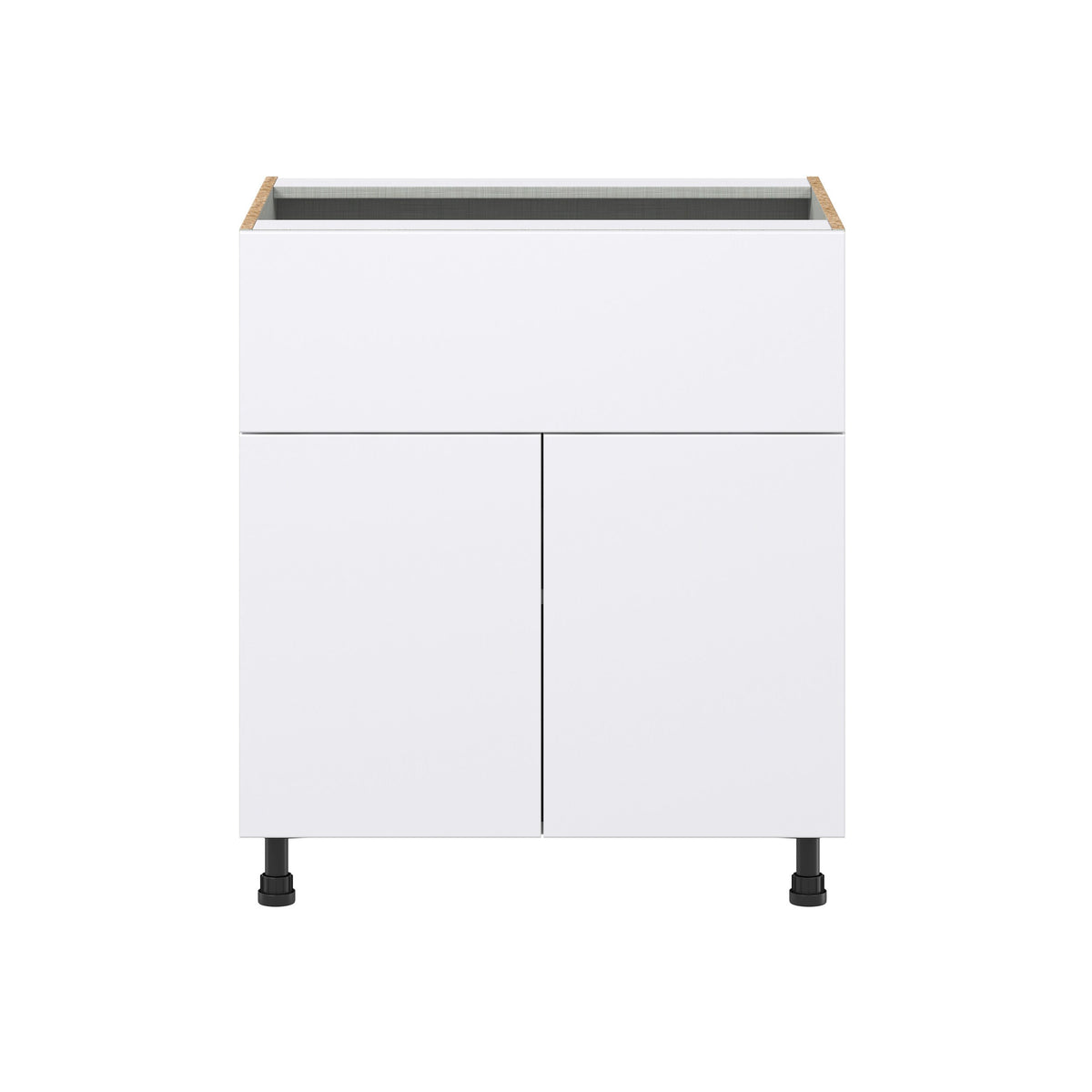 Hugo&Borg Lasalle 30-in W x 34.5-in H x 24-in D Bright White Slab 1-Drawer Base Fully Assembled Cabinet (Flat Panel Slab Style)