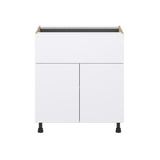Hugo&Borg Lasalle 30-in W x 34.5-in H x 24-in D Bright White Slab 1-Drawer Base Fully Assembled Cabinet (Flat Panel Slab Style)