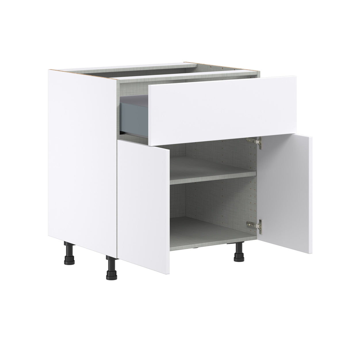 Hugo&Borg Lasalle 30-in W x 34.5-in H x 24-in D Bright White Slab 1-Drawer Base Fully Assembled Cabinet (Flat Panel Slab Style)