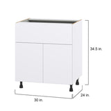 Hugo&Borg Lasalle 30-in W x 34.5-in H x 24-in D Bright White Slab 1-Drawer Base Fully Assembled Cabinet (Flat Panel Slab Style)