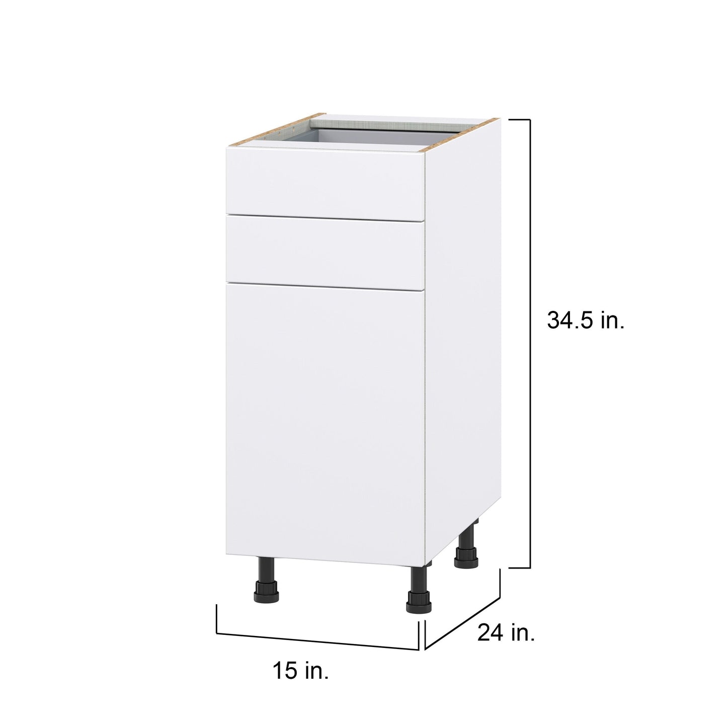 Hugo&Borg Lasalle 15-in W x 34.5-in H x 24-in D Bright White Slab 2-Drawers Base Fully Assembled Cabinet (Flat Panel Slab Style)