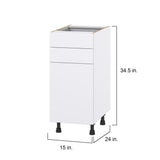 Hugo&Borg Lasalle 15-in W x 34.5-in H x 24-in D Bright White Slab 2-Drawers Base Fully Assembled Cabinet (Flat Panel Slab Style)