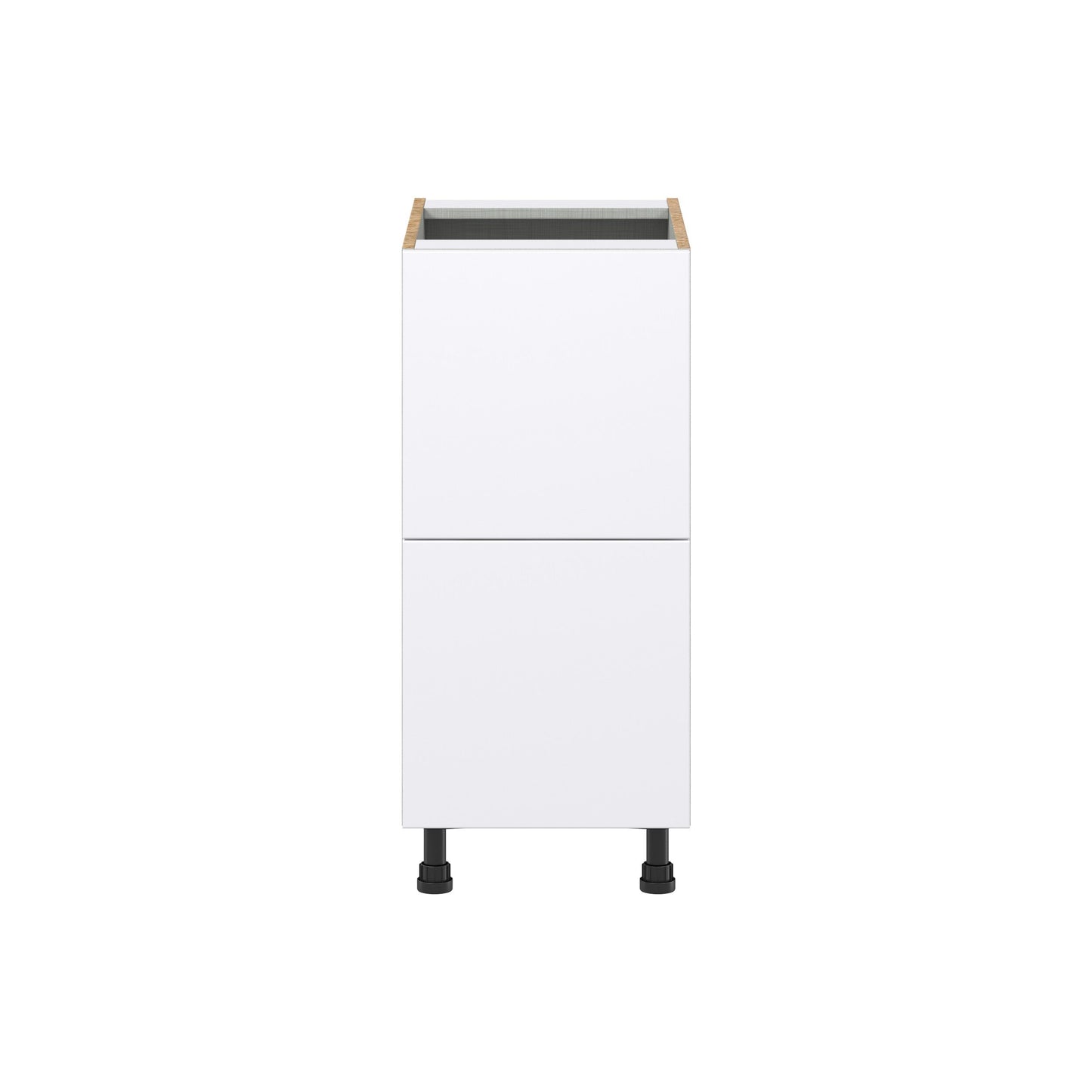 Hugo&Borg Lasalle 15-in W x 34.5-in H x 24-in D Bright White Slab 2-Drawer Base Fully Assembled Cabinet (Flat Panel Style)