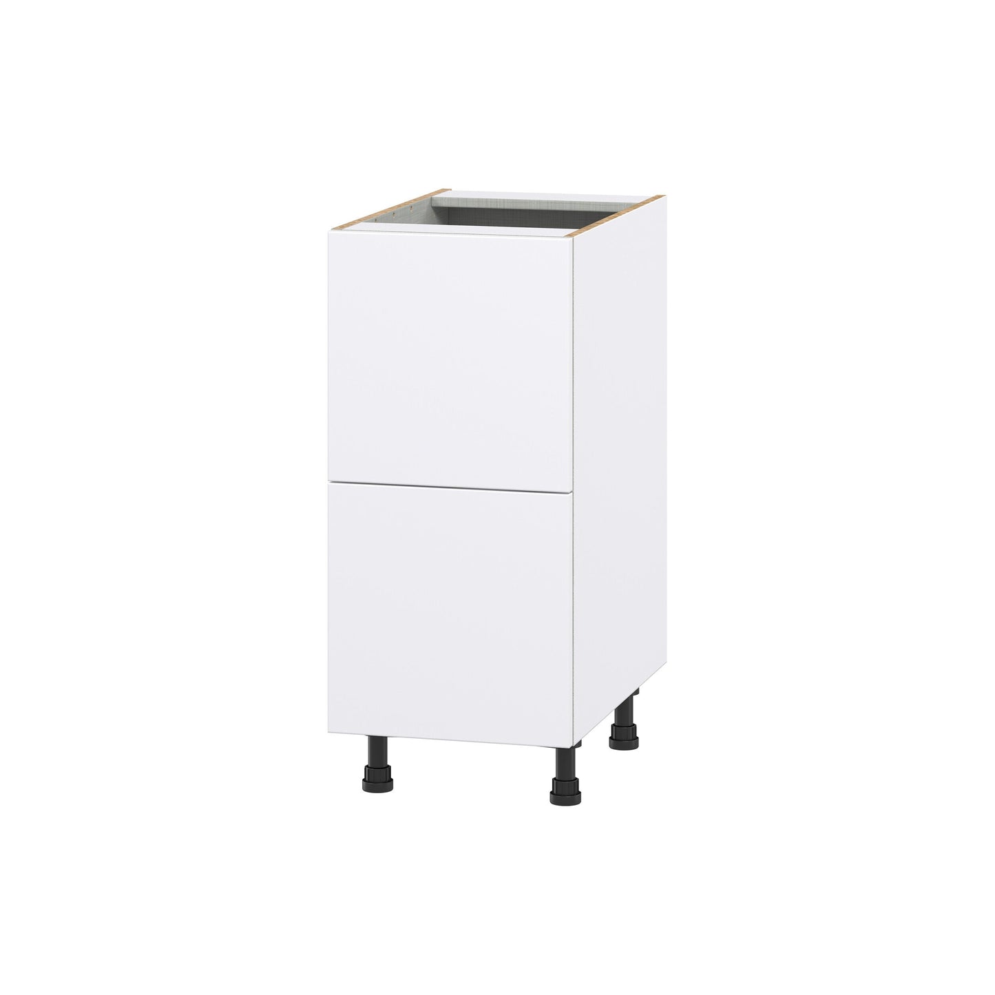 Hugo&Borg Lasalle 15-in W x 34.5-in H x 24-in D Bright White Slab 2-Drawer Base Fully Assembled Cabinet (Flat Panel Style)