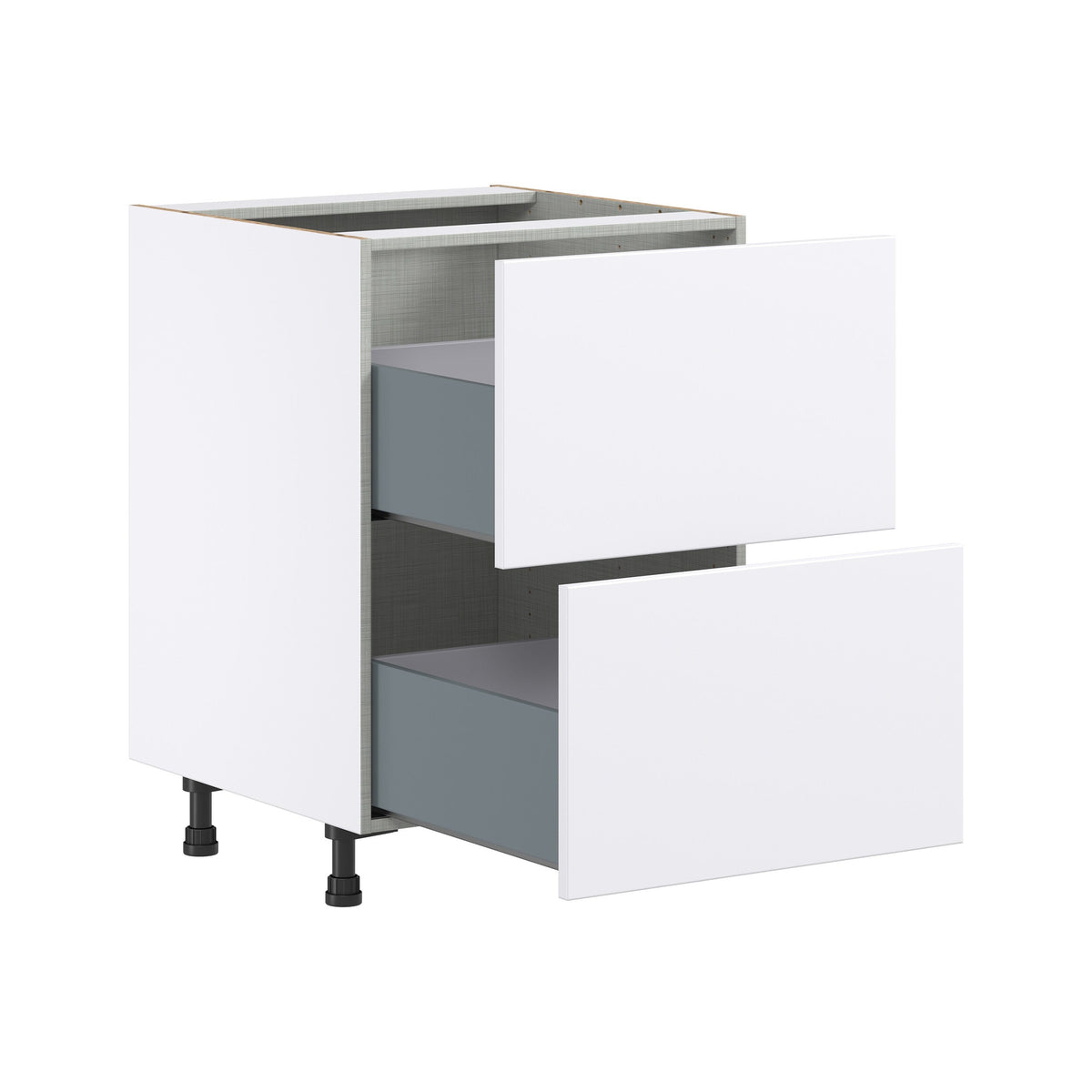 Hugo&Borg Lasalle 24-in W x 34.5-in H x 24-in D Bright White Slab 2-Drawer Base Fully Assembled Cabinet (Flat Panel Style)