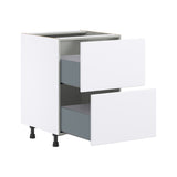 Hugo&Borg Lasalle 24-in W x 34.5-in H x 24-in D Bright White Slab 2-Drawer Base Fully Assembled Cabinet (Flat Panel Style)